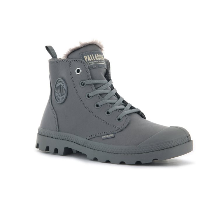 Dámské Boty Palladium Pampa Hi Zip Leather S Šedé | CZ BYO-15G